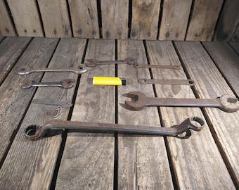 8 Vintage Rusty Wrenches