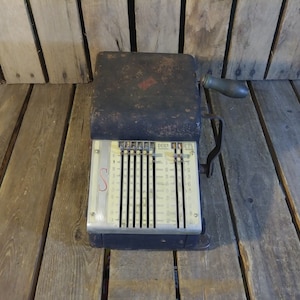 Vintage Safeguard Receipt Machine – Check Writer, Industrial Office Decor 11.5x9x6.5