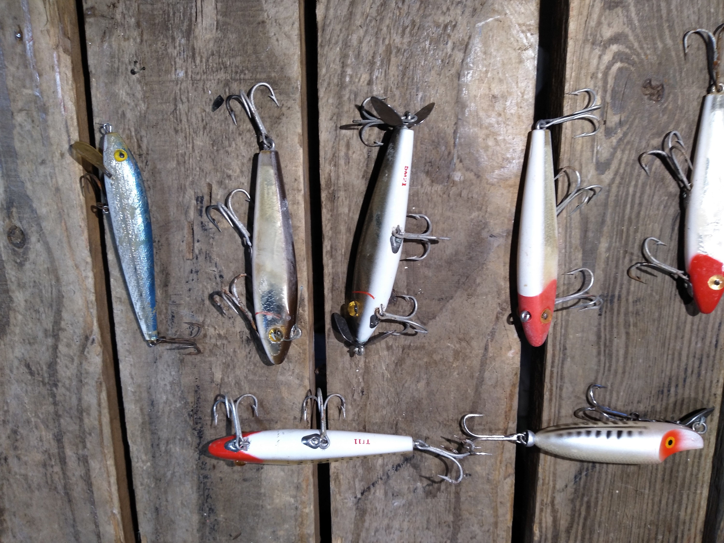 Lot De 4 Leurres Vintage Poe's - Bois, Crankbait Plongée Profonde, Pêche Eau Douce