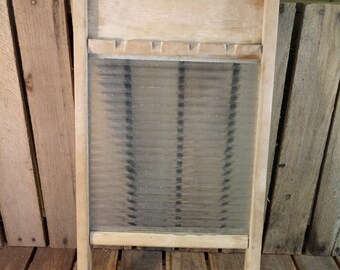 ビンテージウォッシュボード Vintage National Washboard No 802 Large Wooden Galvanized