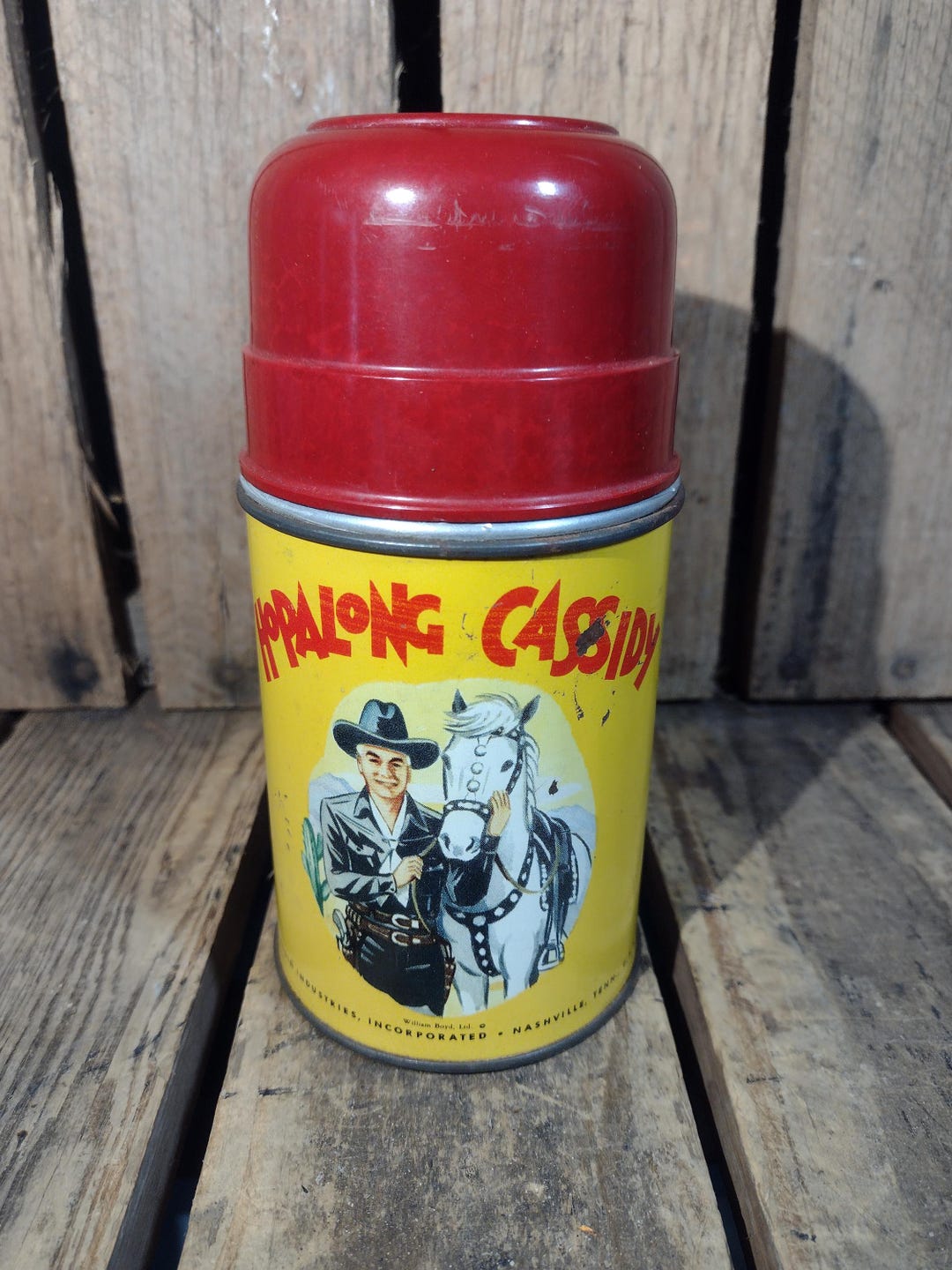 Vintage Hopalong Cassidy Thermos 1950s Cowboy Western Collectible