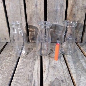 3 Small Vintage Milk Bottles