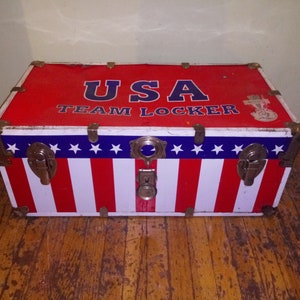 Vintage USA Team Locker Trunk: Rustic Americana Decor - Etsy
