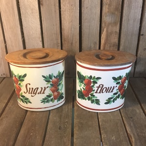 Vintage Ceramic Sugar and Flour Canisters