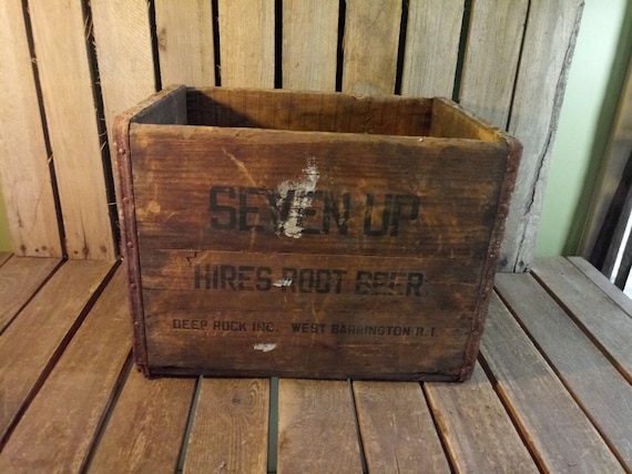 Vintage Hires Root Beer Wooden Crate Rustic Distressed 7up Soda