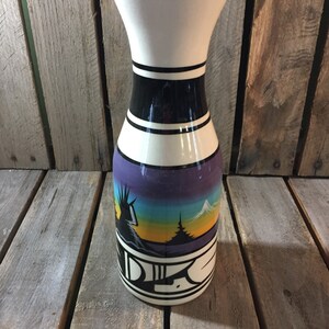 Vintage Ceramic Vase, ceramic Vase, Painted Vase, Vase, Vintage Vase, Black and White Vase
