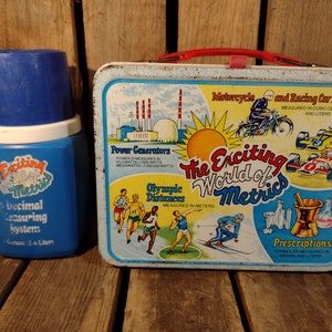 Vintage The Exciting World of Metrics Lunchbox With Thermos