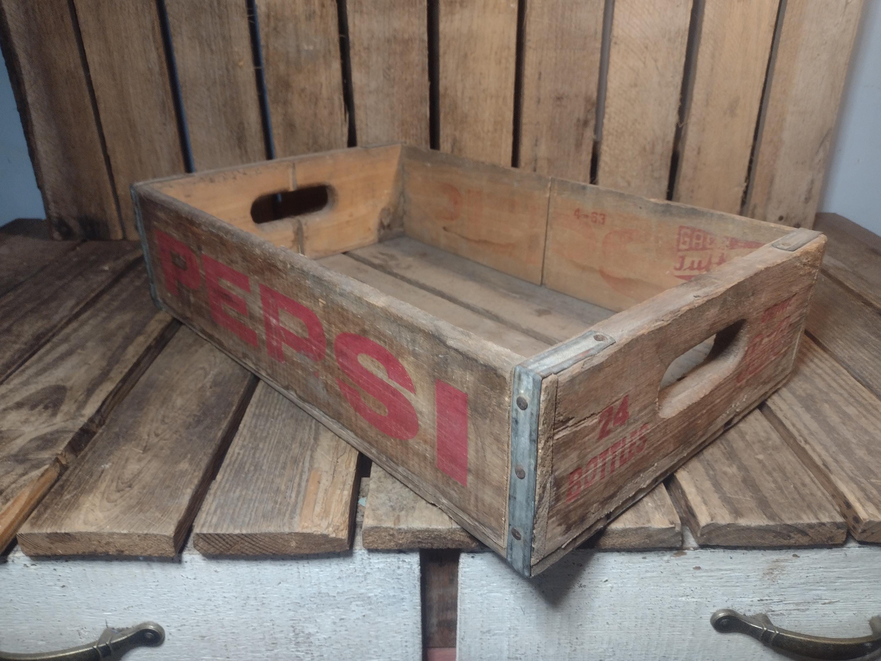 Vintage 1963 Pepsi Wooden Crate – Red Lettering, Rustic Display - Etsy