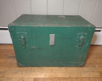 Vintage Military Equipment Trunk with Internal Schematics