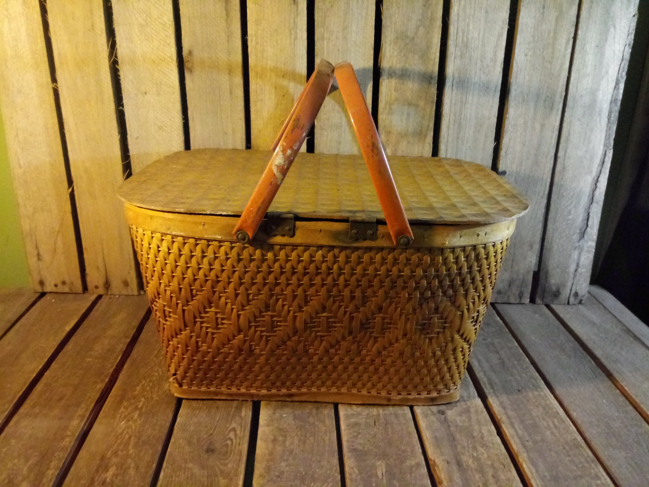 USA VINTAGE 60s REDMAN ピクニックバスケット Vintage Redman Woven Picnic Basket - Etsy