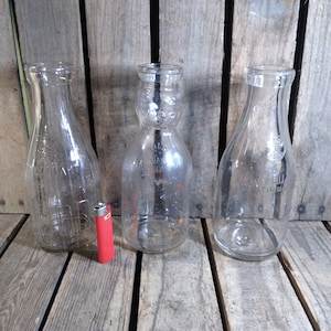 3 Vintage Milk Bottles