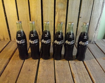 6 Coca Cola Bottles, Vintage Glass Coca Cola Bottles