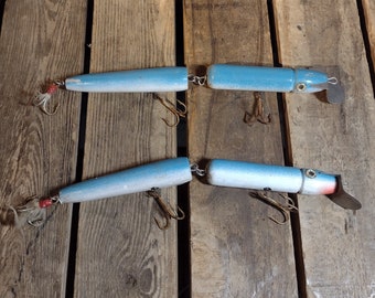 2 Vintage Wooden Fishing Lures (10x1x1 inches)
