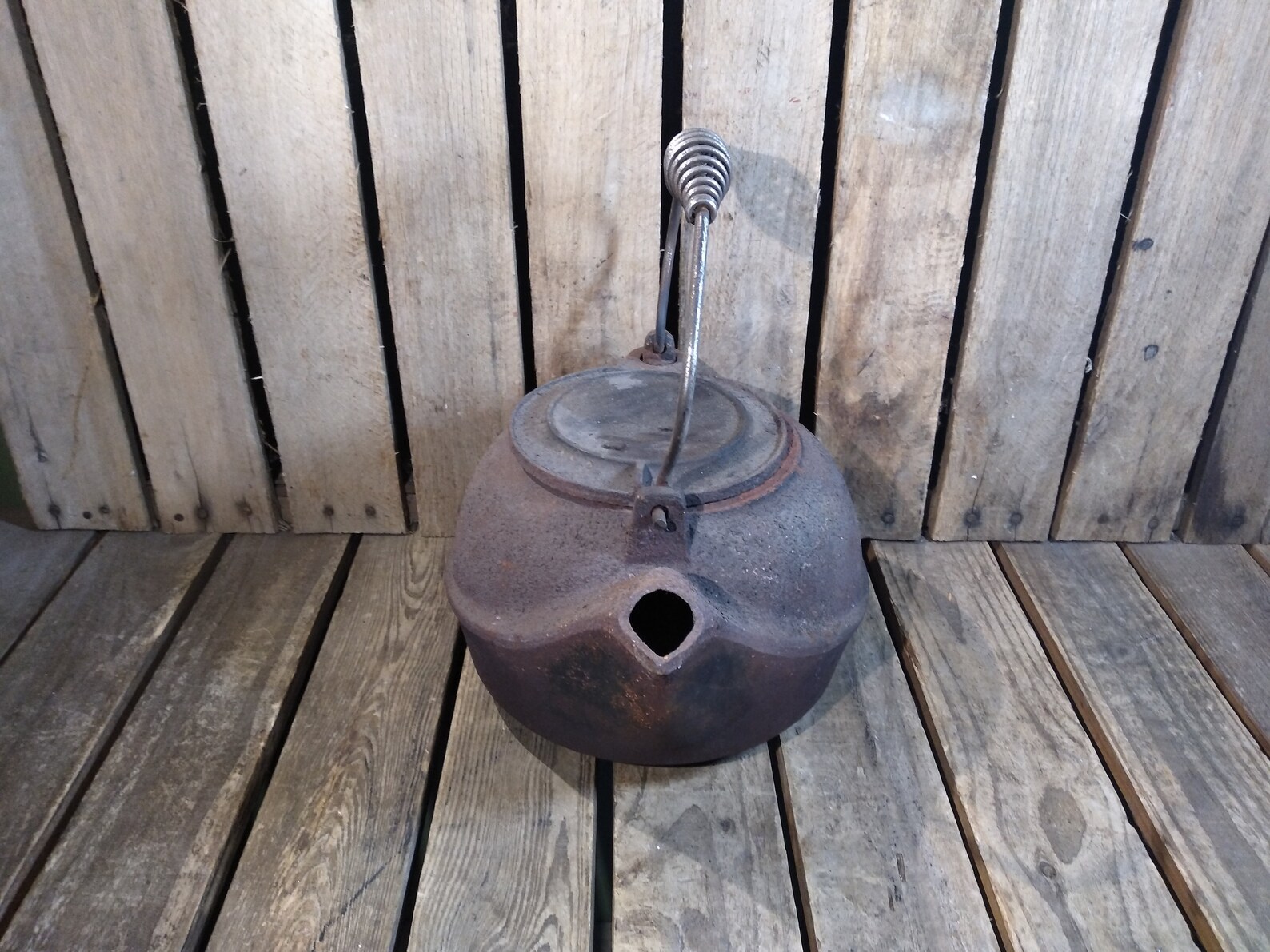 Antique Rusty Kettle Etsy