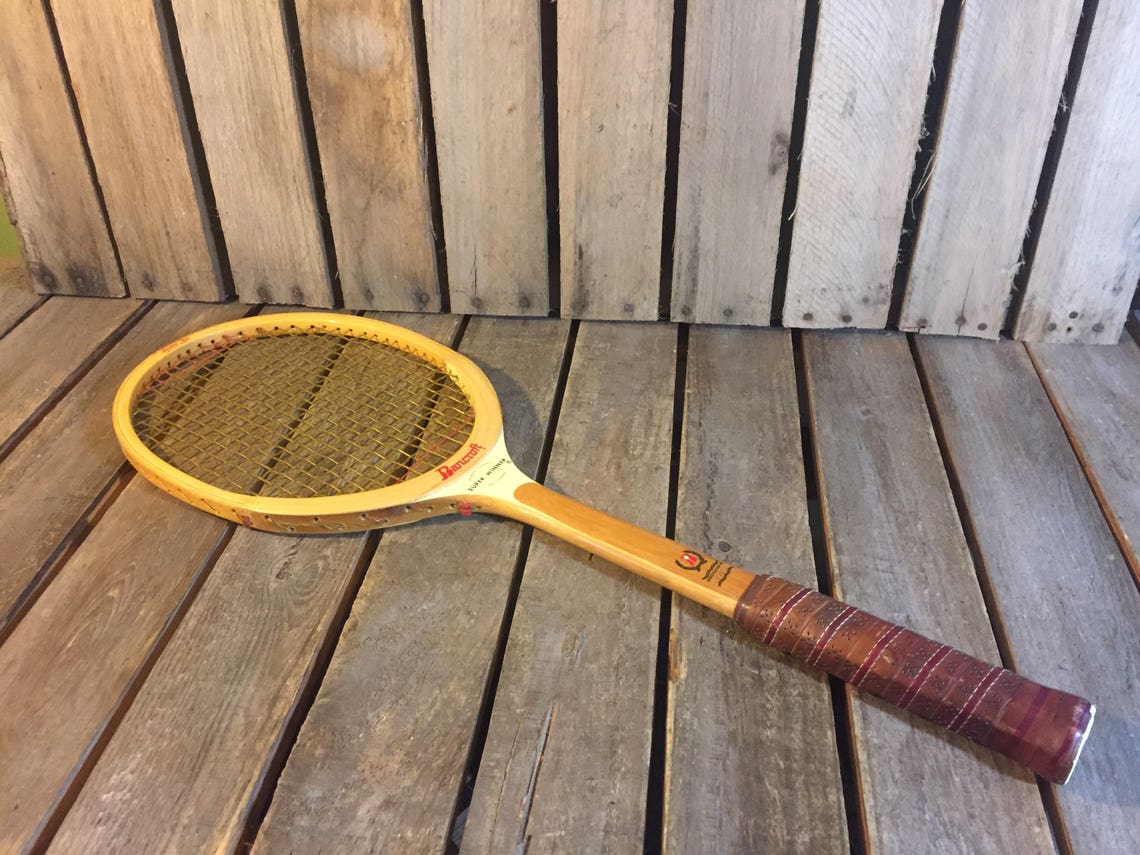 Raquette De Tennis En Bois Vintage Bancroft Winner Antique