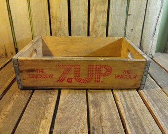 Vintage Wooden 7up Soda Crate – Rustic Wood Box Retro Advertising