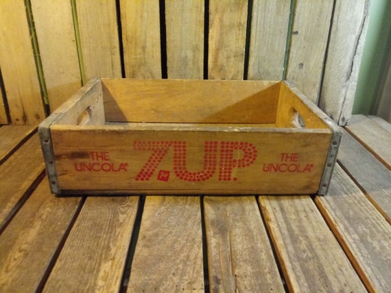 Vintage Wooden 7up Soda Crate – Rustic Wood Box Retro Advertising