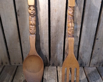 Vintage Wooden Fork and Spoon