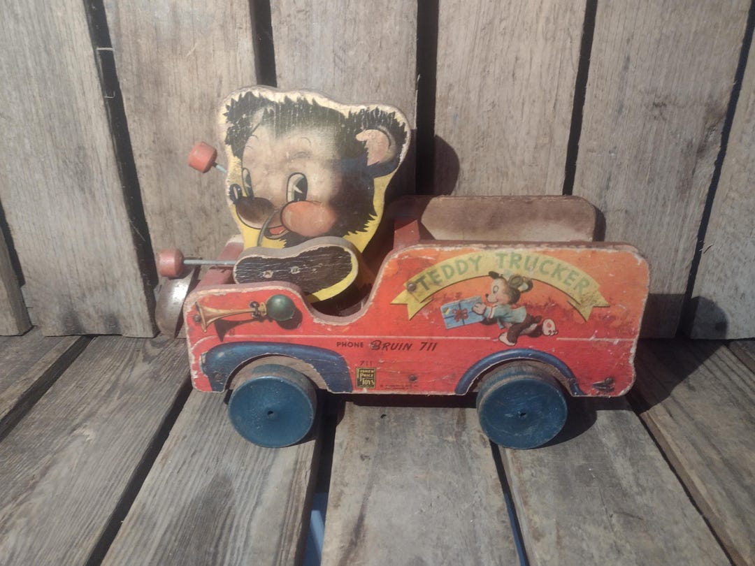 Buy Vintage Teddy Trucker Toy, Vintage Wooden Toy Truck Online in India 