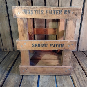 Vintage Boston Filter Co. Wooden Crate: Rustic Farmhouse Decor