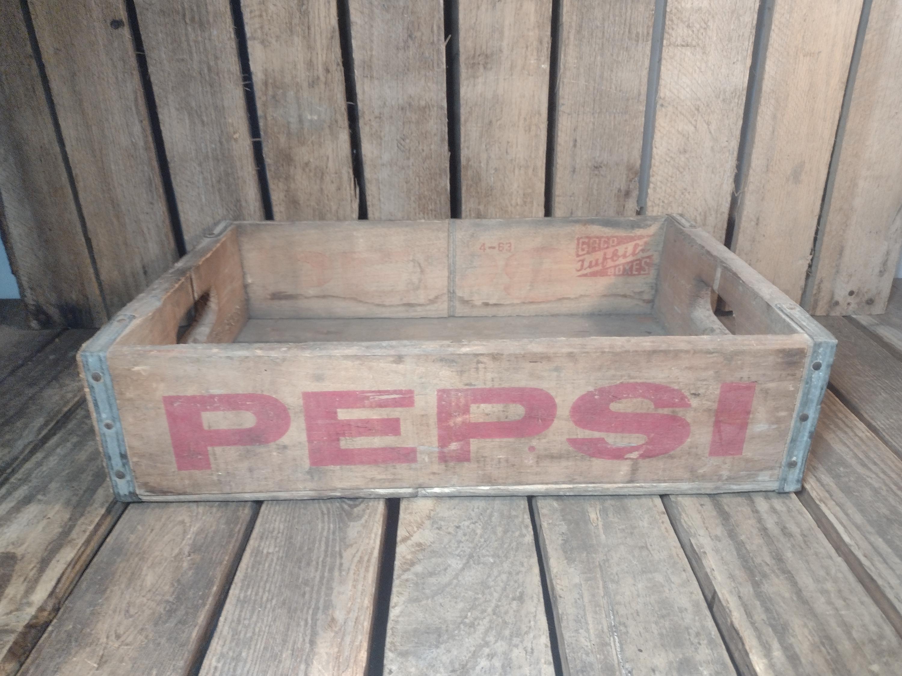 Vintage 1963 Pepsi Wooden Crate – Red Lettering, Rustic Display - Etsy