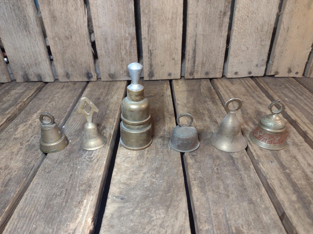 Vintage Brass Hand Bells Lot of 6 Small Decorative Bells Assorted ...