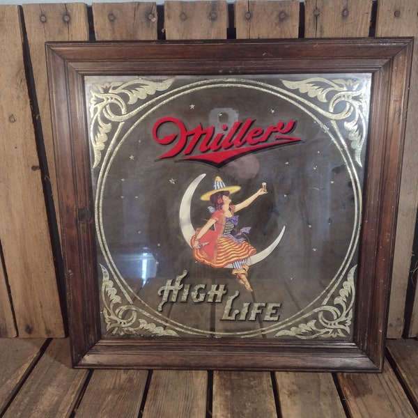 Vintage Miller High Life Beer Mirror Sign