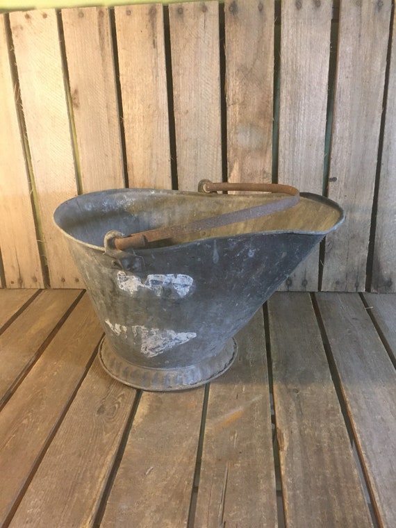 Vintage Metal Coal Bucket Etsy