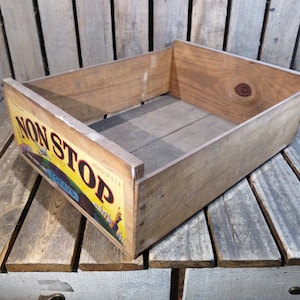 Vintage &quot;Non Stop&quot; Wooden Crate: Rustic Farmhouse Storage Bin