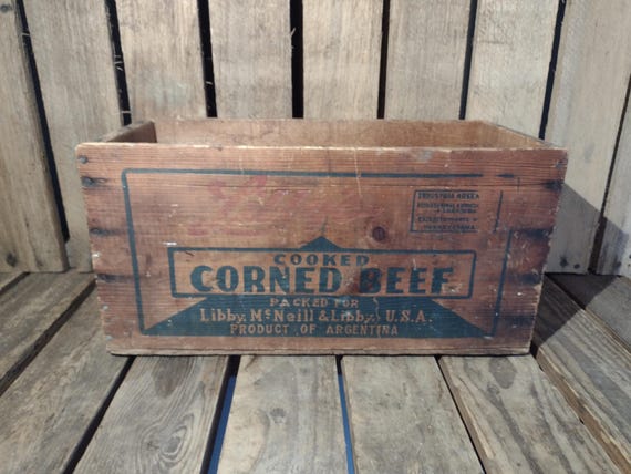 Vintage Libbys Corned Beef Wooden Crate Box – Rustic Farmhouse