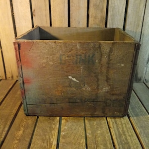 Vintage Wooden Crate • Rustic Farmhouse Storage Box • Primitive Industrial Decor
