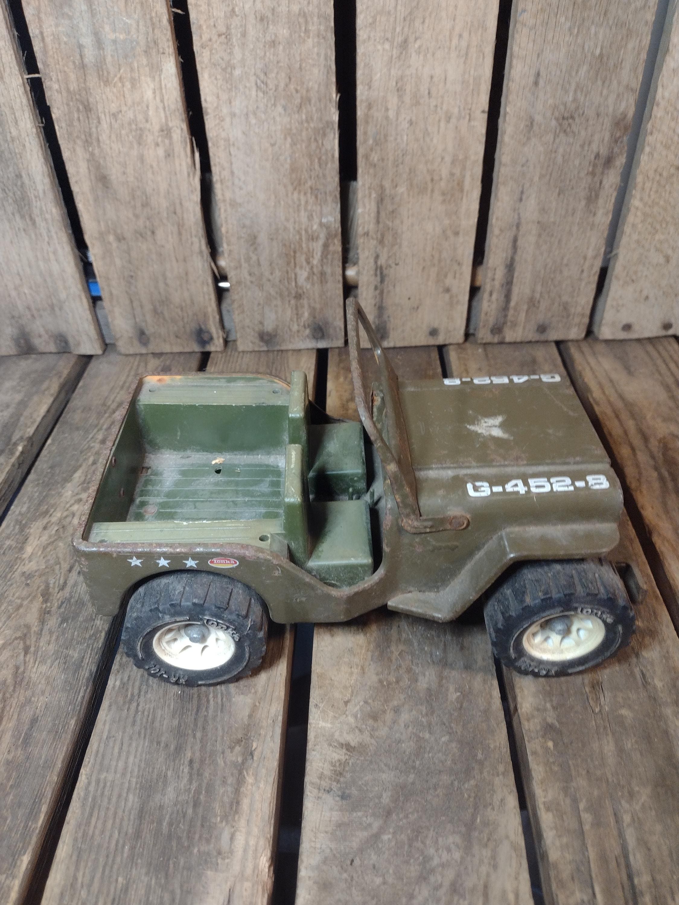 Tonka Military Jeep Pressed Steel Toy Army Truck G-452-8 Green