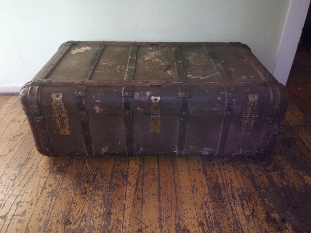 innovator Vintage trunk 約29L Rare Vintage 1930's Indestructo Steamer Travel Trunk w