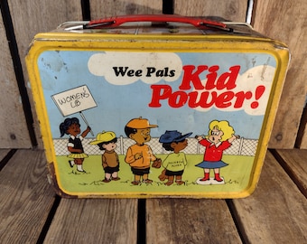 Vintage 1970s Wee Pals Kid Power Metal Lunchbox Cartoon Character Collectible No Thermos