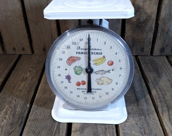 Vintage White Kitchen Scale: American Family Scale