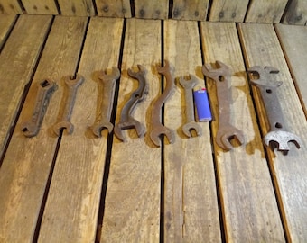 8 Vintage Rusty Wrenches