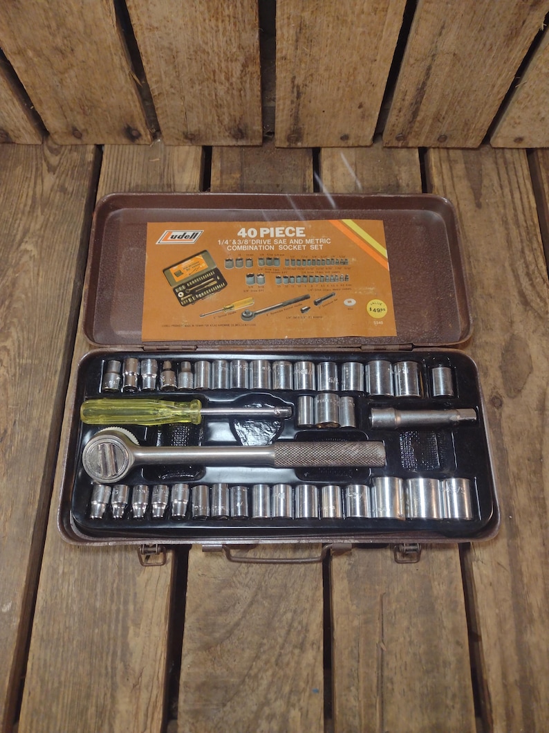 Vintage Ludell 40-piece Socket Set: SAE & Metric, Original Metal Case ...