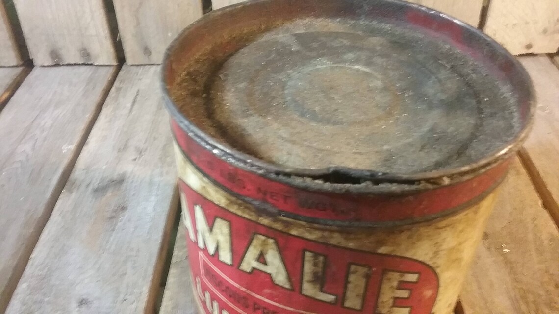Amalie Lubricant Can Vintage Metal Can Red and White Grease Etsy
