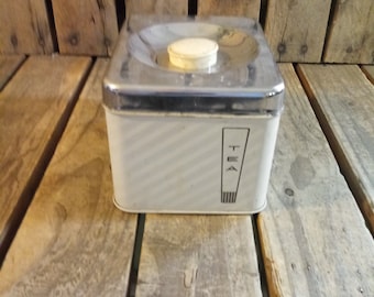 Rusty Vintage Metal Tea Canister Storage Tin Kitchen Decor