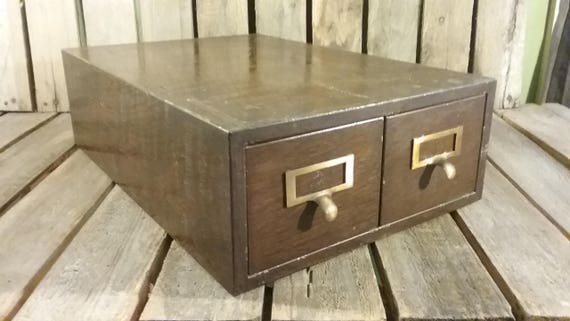 Metal File Cabinet Vintage Metal Wood Grain File Box Etsy