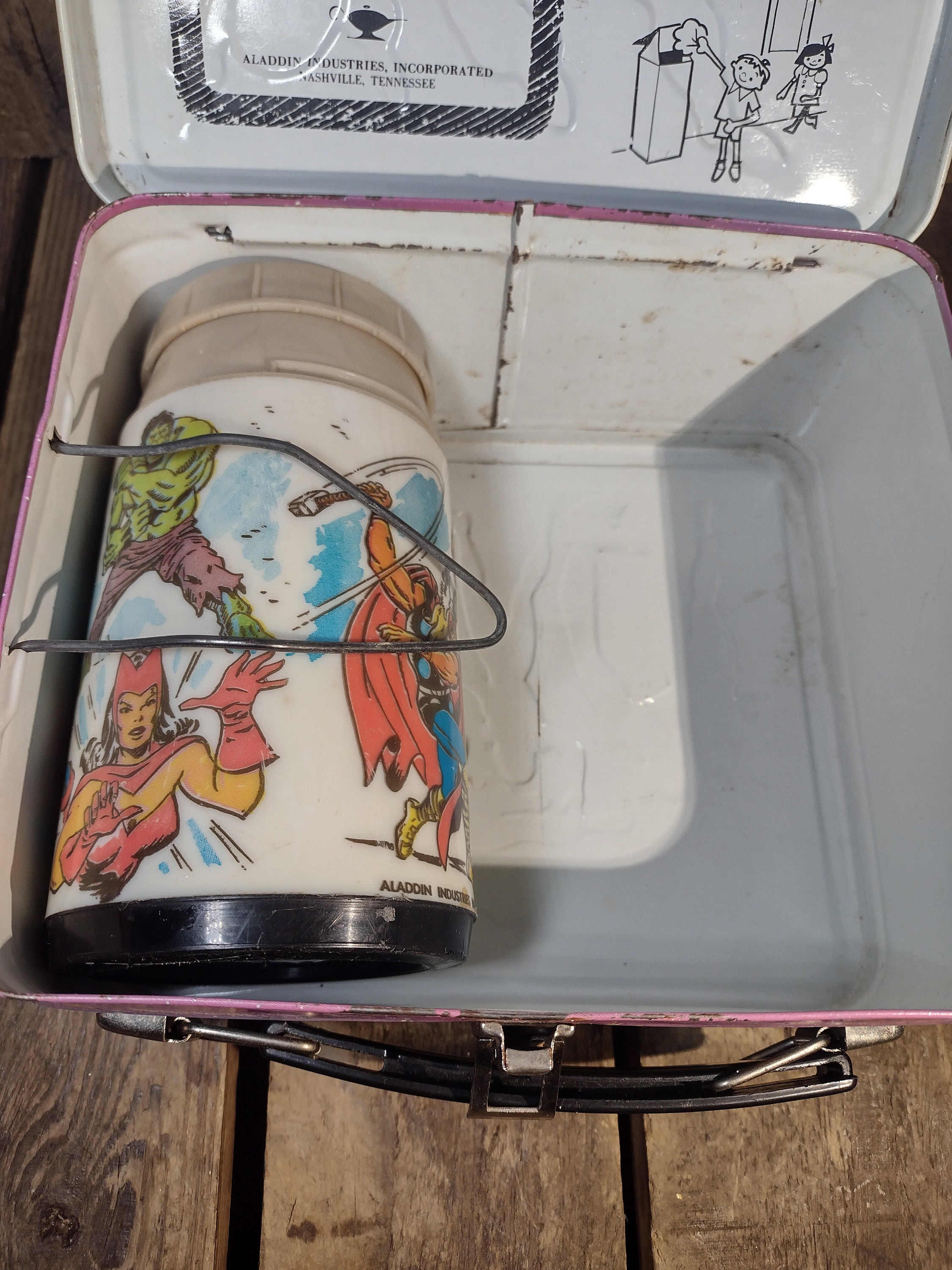 Vintage Super Heroes Lunchbox With Thermos but Missing Cup 