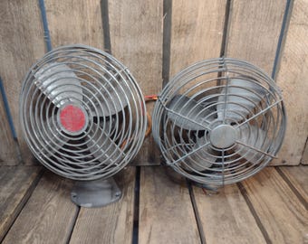 Pair of Vintage Industrial Metal Fans – Untested Decor or Project Piece
