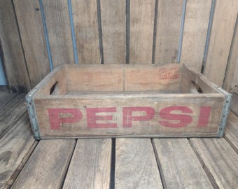 Vintage 1963 Pepsi Wooden Crate – Red Lettering, Rustic Display - Etsy