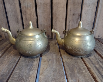 2 Vintage Brass Teapots