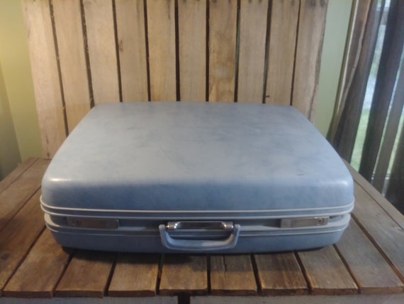 Large Blue Suitcase, Vintage Wornout Distressed Su