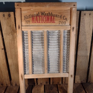 National Washboard Co No. 701 Wooden Metal Washboard Rustic Farmhouse Laundry Decor Primitive Country Wall Hanging Vintage Style