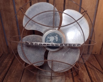 Vintage Westinghouse Electric Desk Fan – Industrial Blue Metal Fan 16.5x14x10 – Working Retro Decor