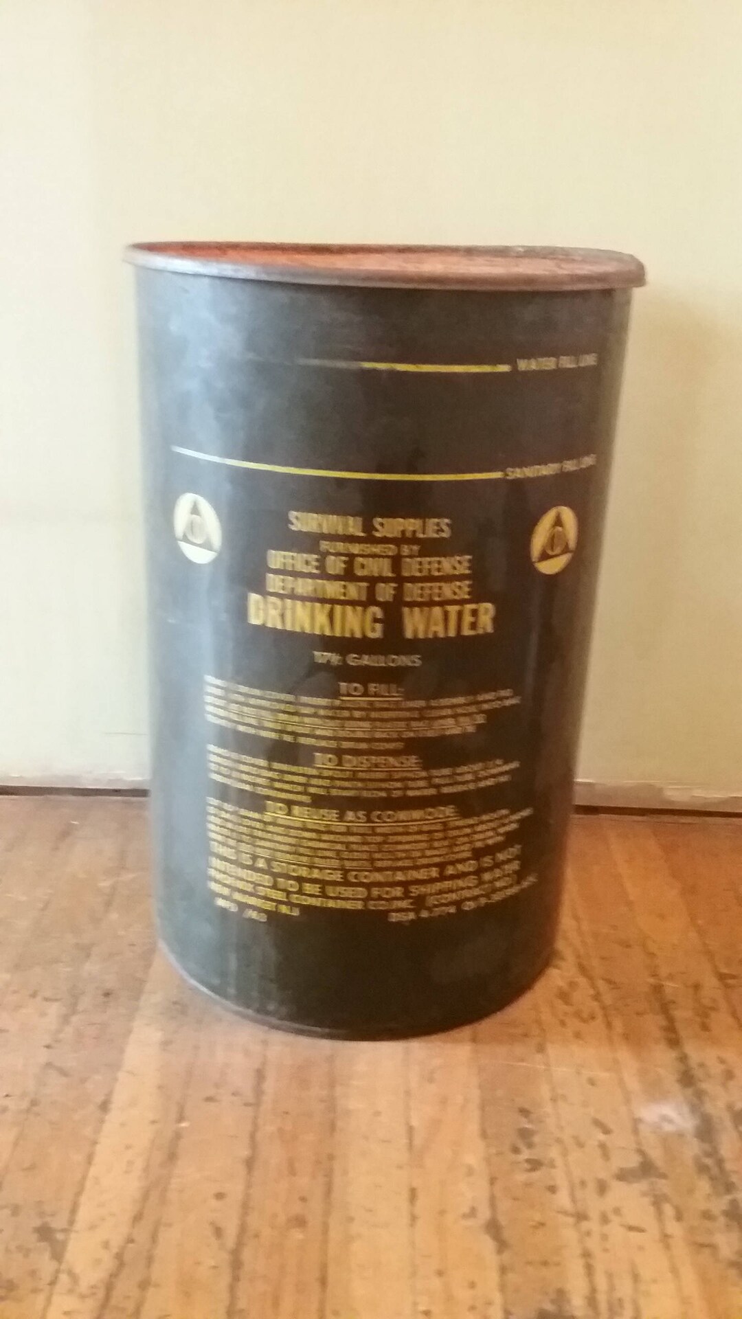 Military Water Can, Large Metal Military Water Can, Vintage Military