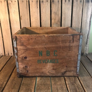 Vintage NBC Soda Crate: Rustic Wooden Beverage Box, Farmhouse Decor