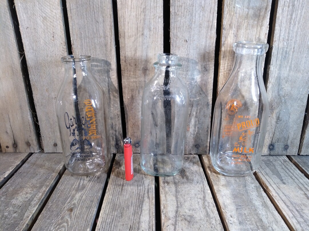 イギリス アンティーク 牛乳瓶 ミルクボトル ３本 ヴィンテージガラスミルクボトル3本 - Etsy 日本
